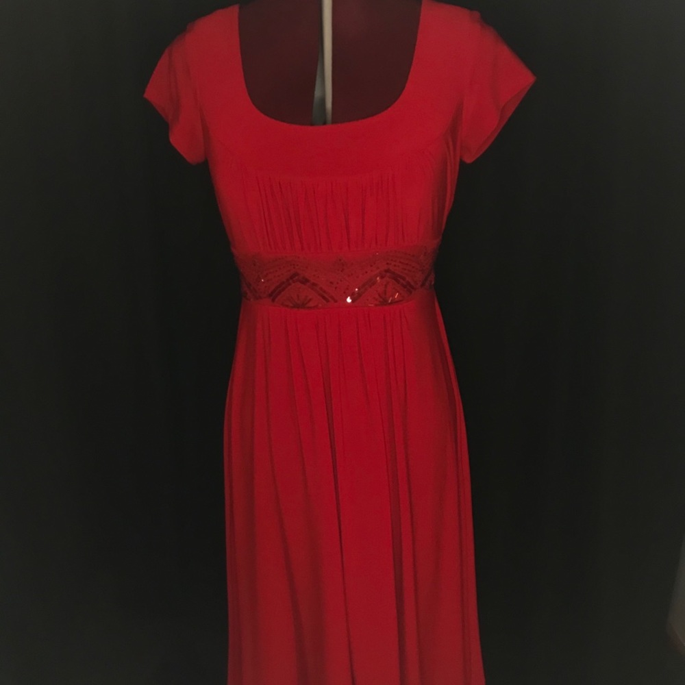 Elegant Red Party Dress Modest Beaded